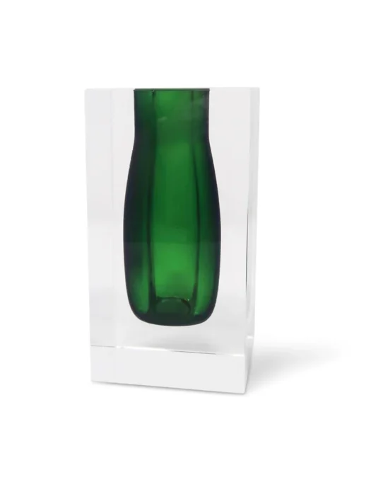 Double Wall Crystal Bud Vase-GREEN