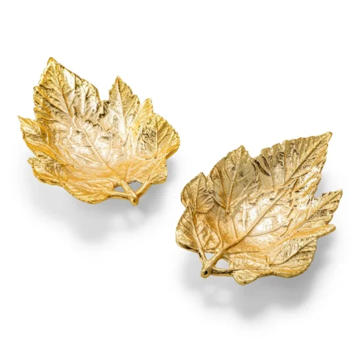 S/2 Gold Metal Leaves