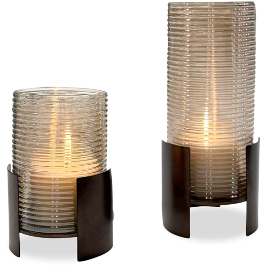 Uttermost Fluted Fire Cylinder Candleholders, Set of 2