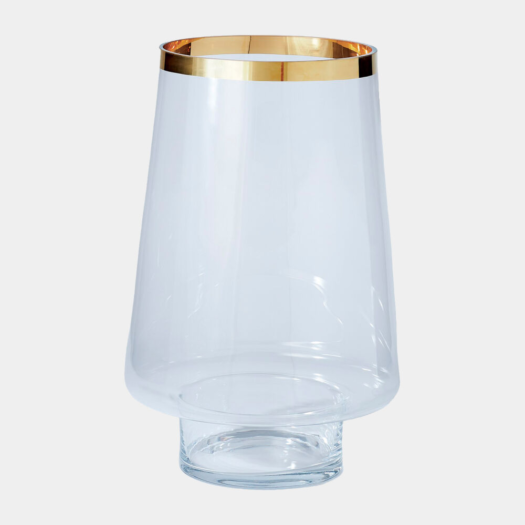 Gold Banded Glass Hurricane – Large