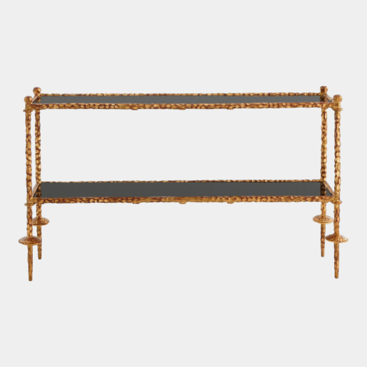 Cesello Chiseled Console – Antique Gold & Black Granite