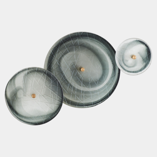 Crosshatched Wall Discs – Gray Swirl, Set of 3