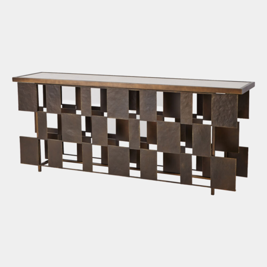 Layered Console – Bronze & White Marble