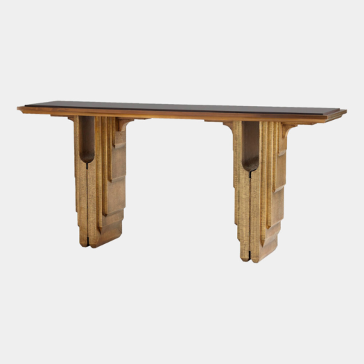 Layered Deco Console – Brass & Black Granite