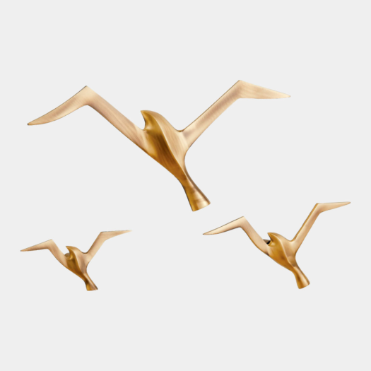 Metallic Flock Wall Decor – Antique Brass, Set of 3