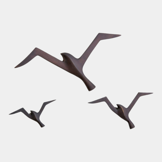 Metallic Flock Wall Decor – Matte Black, Set of 3
