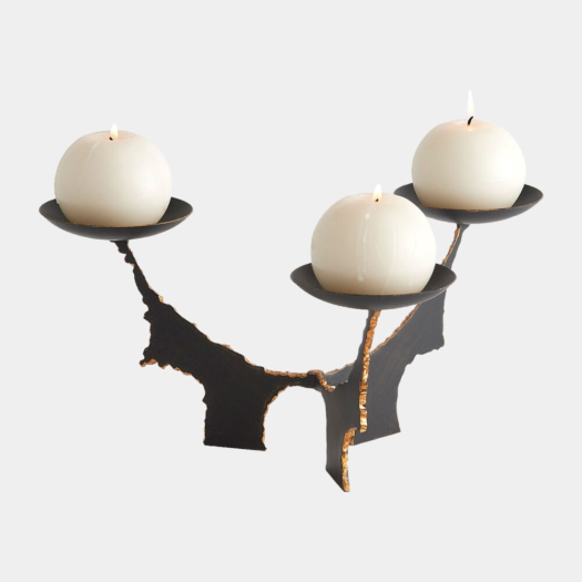 Brutalist Candleholder – Bronze, Three Candles